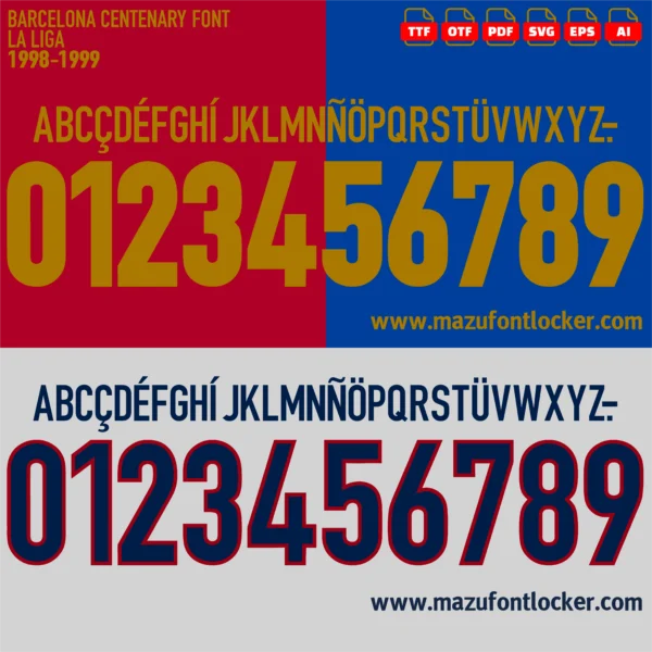 Barcelona Centenary 1998-1999 Font Vector – Legendary Blaugrana Masterpiece