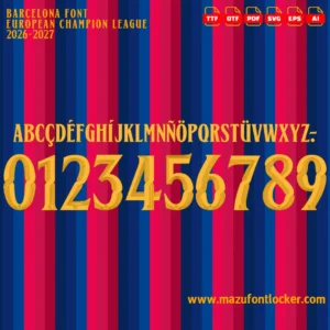 Barcelona UCL 2026-2027 Font Vector