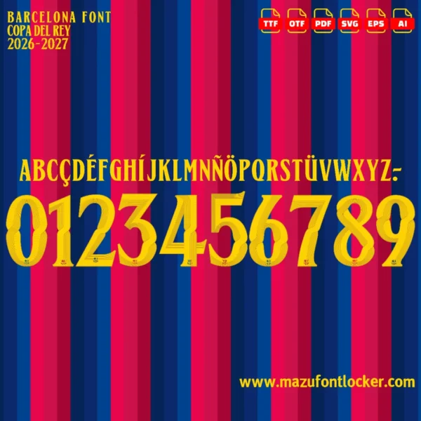 Barcelona Copa del Rey 2026-2027 Font Vector – Stunning Blaugrana Trophy Typeface
