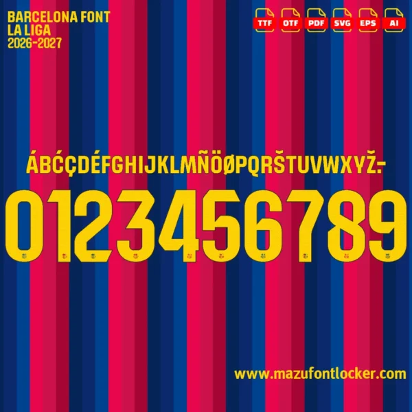 Barcelona La Liga 2026-2027 Font Vector – Stunning Blaugrana Champions Typeface