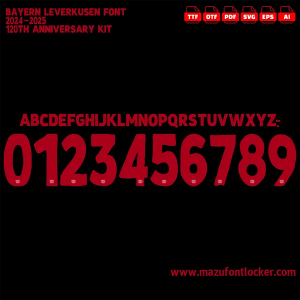 Bayer Leverkusen 2024-2025 120th Anniversary Font Vector – Stunning Werkself Legacy Masterpiece