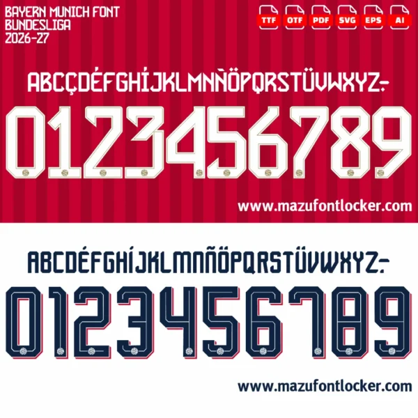 Bayern Munich 2026-2027 Font Vector – Epic Die Roten Bavarian Glory Masterpiece