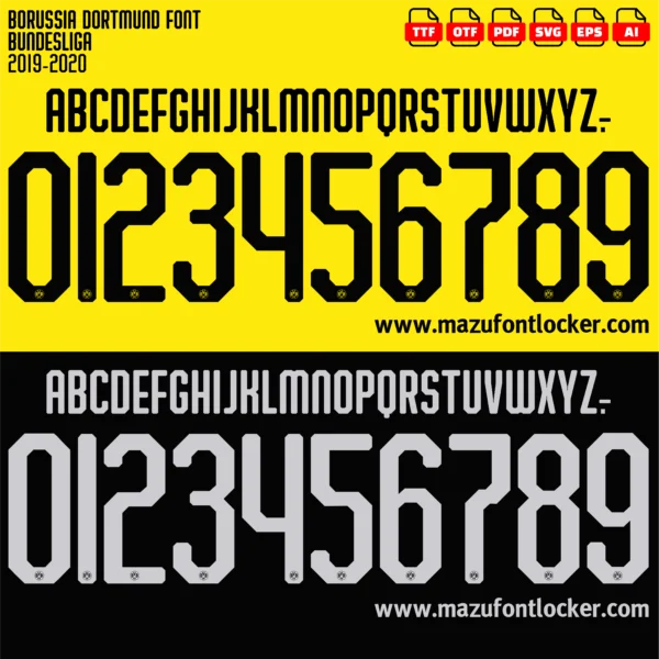 Borussia Dortmund 2019-2020 Font Vector – Iconic Signal Iduna Park Spirit Vector