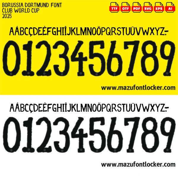 Borussia Dortmund Club World Cup 2025 Font Vector – Epic Schwarzgelb Masterpiece