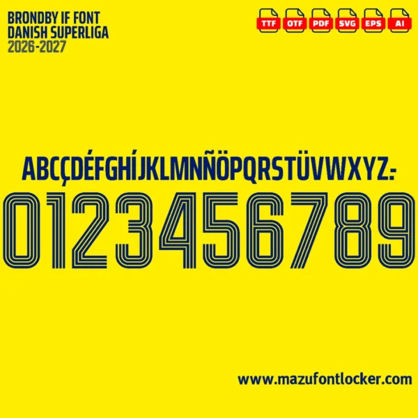 Brondby IF 2026-2027 Font Vector – Stunning Blue-Yellow Legacy Masterpiece