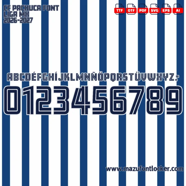 CF Pachuca 2026-2027 Font Vector – Epic Tuzos Legendary Masterpiece