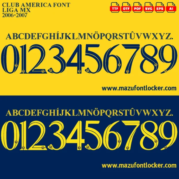 Club América 2006-2007 Font Vector – Stunning Las Águilas Legacy Masterpiece