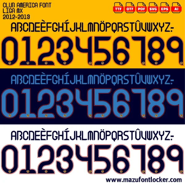 Club America 2012-2013 Font Vector – Legendary Las Águilas Masterpiece