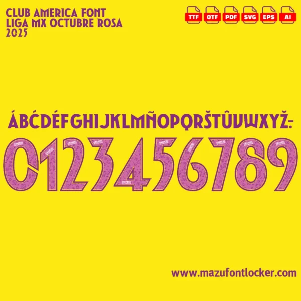 Club America Octubre Rosa 2025 Font Vector – Epic Águilas Pink Masterpiece