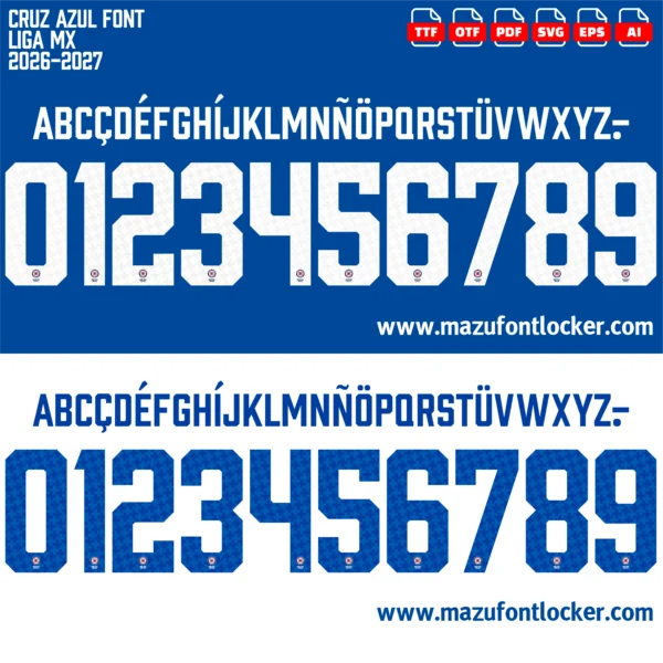 Cruz Azul 2026-2027 Font Vector – Epic La Máquina Blue Masterpiece
