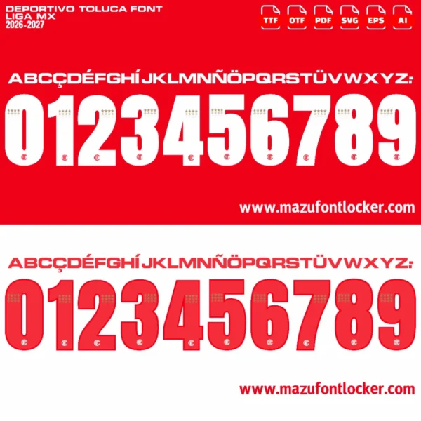 Deportivo Toluca 2026-2027 Font Vector – Epic Diablos Rojos Masterpiece