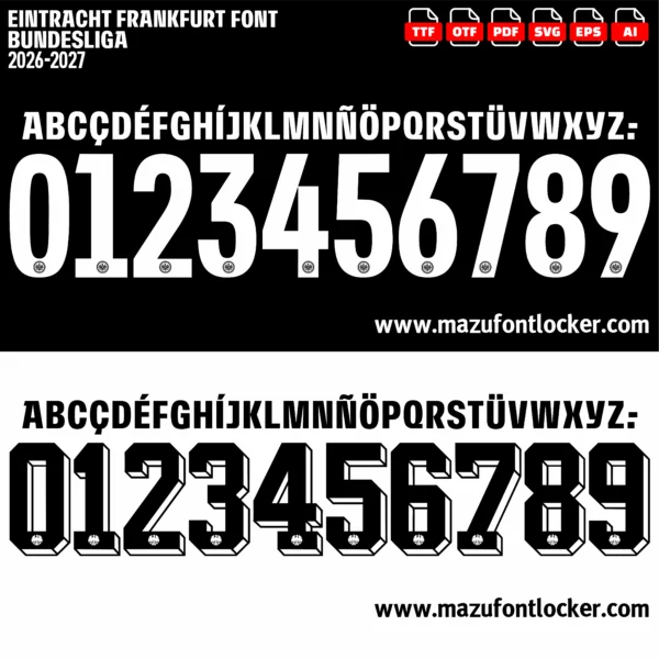 Eintracht Frankfurt 2026-2027 Font Vector – Epic Eagle Masterpiece