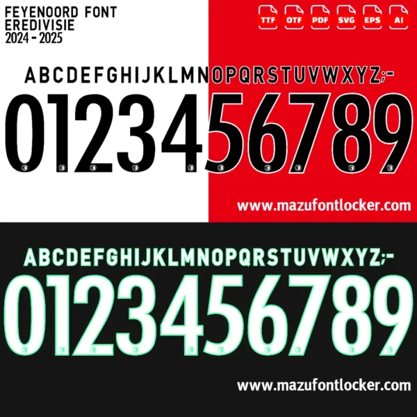 Feyenoord Rotterdam 2024-2025 Font Vector – Stunning De Kuip Champions Masterpiece