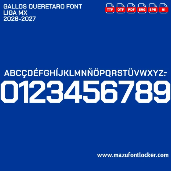 Gallos Querétaro 2026-2027 Font Vector – Epic Gallos Blancos Masterpiece