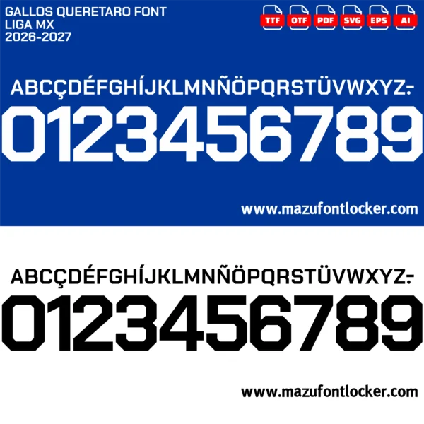 Gallos Querétaro 2026-2027 Font Vector – Epic Gallos Blancos Masterpiece