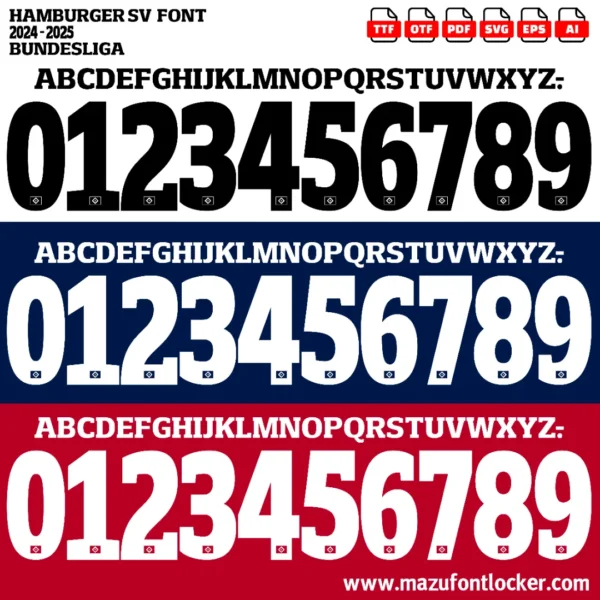 Hamburger SV 2024-2025 Font Vector – Epic Rothosen Legacy Masterpiece