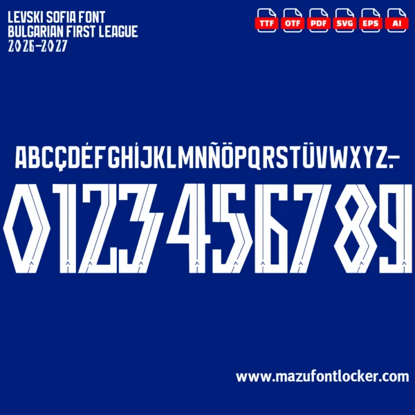 Levski Sofia 2026-2027 Font Vector – Stunning Blue Legends Typeface