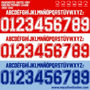 Manchester United 1990-1992 Font Vector – Epic Old Trafford Red Devils Classic