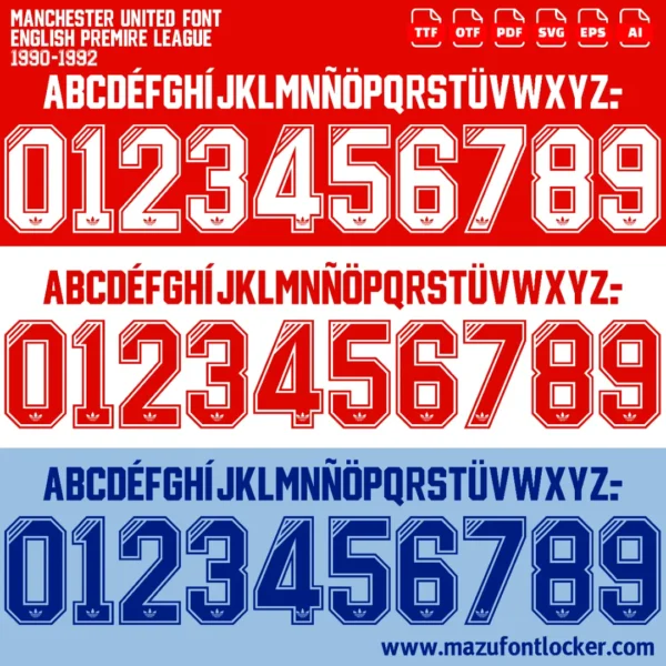 Manchester United 1990-1992 Font Vector – Epic Old Trafford Red Devils Classic