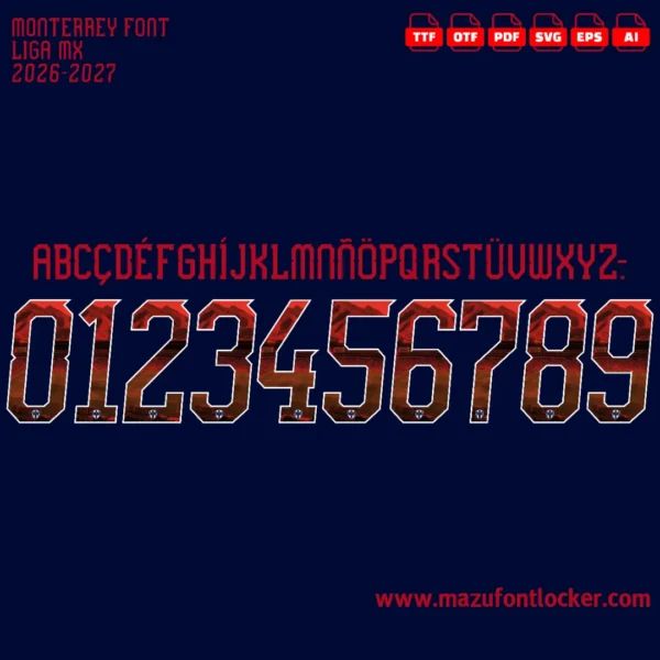 Monterrey 2026-2027 Font Vector – Epic Rayados Legendary Masterpiece
