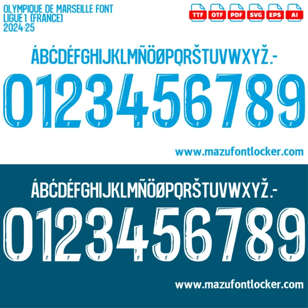 Olympique Marseille Ligue 1 2024-2025 Font Vector – Stunning Phocéens Masterpiece