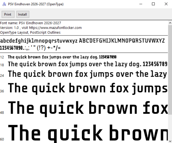 PSV Eindhoven 2026-2027 Font Vector – Stunning Boeren Football Heritage Masterpiece