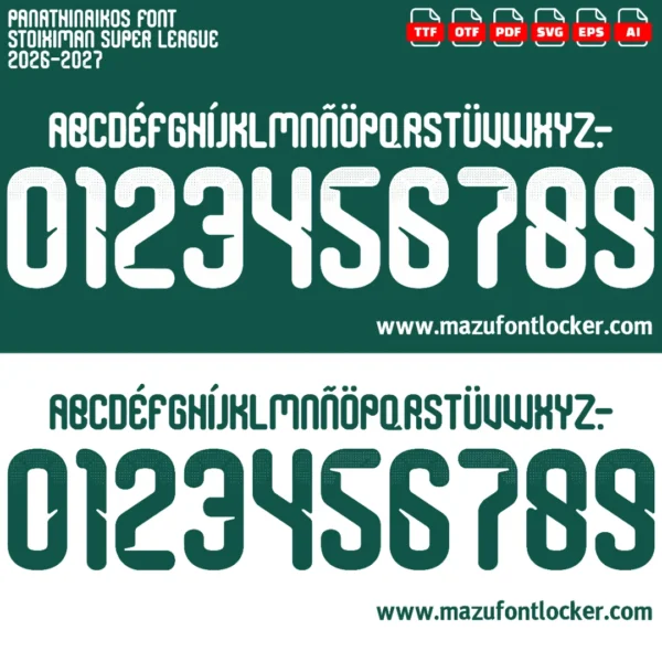 Panathinaikos 2026-2027 Font Vector – Epic Greens Shamrock Masterpiece