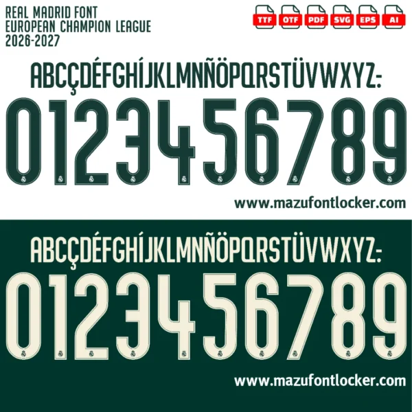 Real Madrid UCL 2026-2027 Font Vector – Epic Los Blancos Legendary Masterpiece