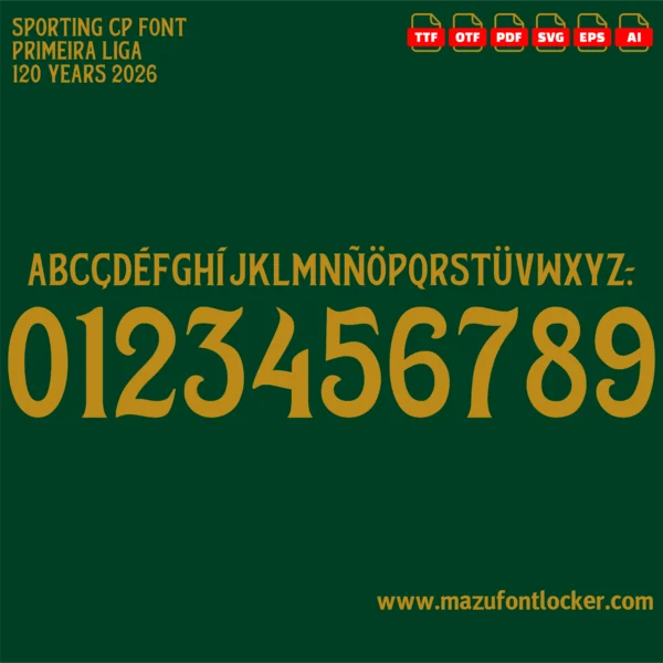 Sporting CP 120 Years 2026 Font Vector – Stunning Lions Anniversary Masterpiece
