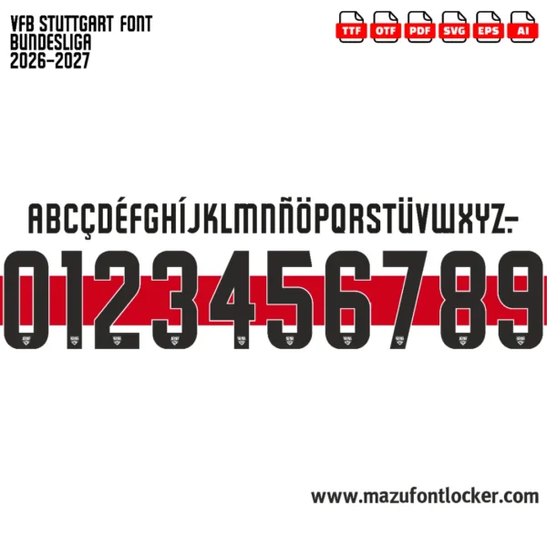 VfB Stuttgart 2026-2027 Font Vector – Stunning Swabian Giants Masterpiece