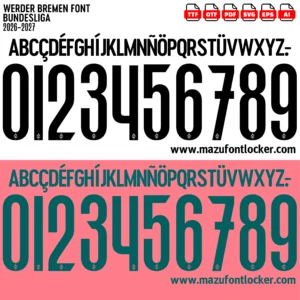 Werder Bremen 2026-2027 Font Vector – Stunning Green-White Legacy Typeface