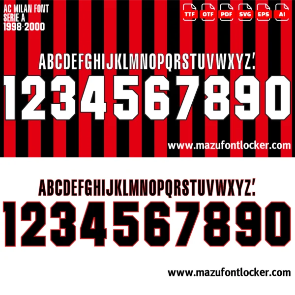 AC Milan 1998-2000 Font Vector – Stunning Legendary Rossoneri