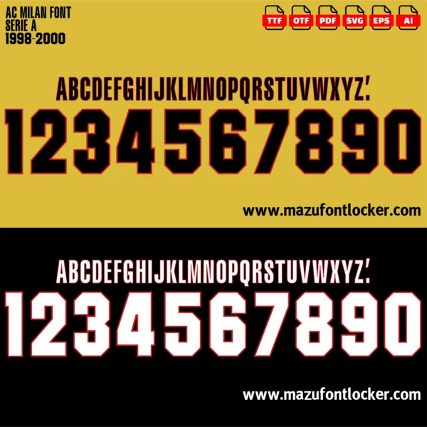 AC Milan 1998-2000 Font Vector – Stunning Legendary Rossoneri
