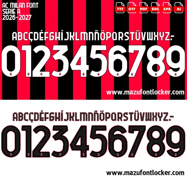 AC Milan 2026-2027 Font Vector – Unstoppable Legendary Rossoneri Champion