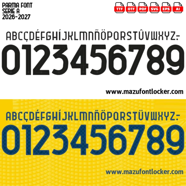 Parma Calcio 2026-2027 Font Vector – Epic Yellow Blue Masterpiece