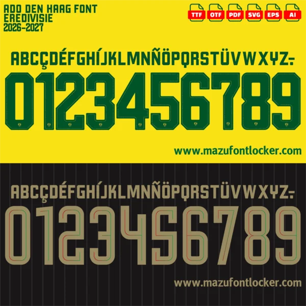 ADO Den Haag 2026-2027 Font Vector – Stunning Ooievaars Masterpiece