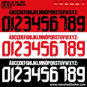 America de Cali 2023-2025 Font Vector – Fierce Diablos Rojos Masterpiece