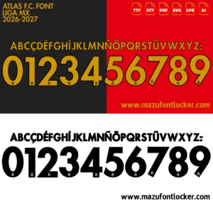 Atlas F.C. 2026-2027 Font Vector – Fierce Rojinegros Mexican Masterpiece