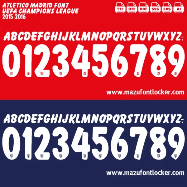 Atletico Madrid 2015-2016 Font Vector – Epic Rojiblanco Masterpiece