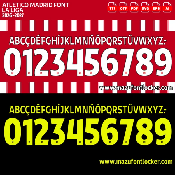 Atletico Madrid 2026-2027 Font Vector – Stunning Rojiblanco Masterpiece