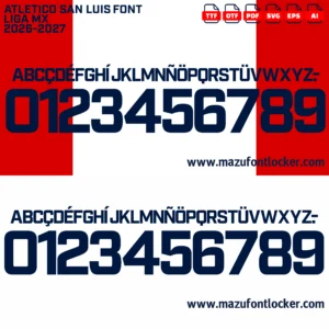 Atletico San Luis 2026-2027 Font Vector – Stunning Rojiblanco Masterpiece