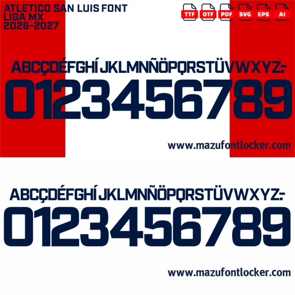 Atletico San Luis 2026-2027 Font Vector – Stunning Rojiblanco Masterpiece