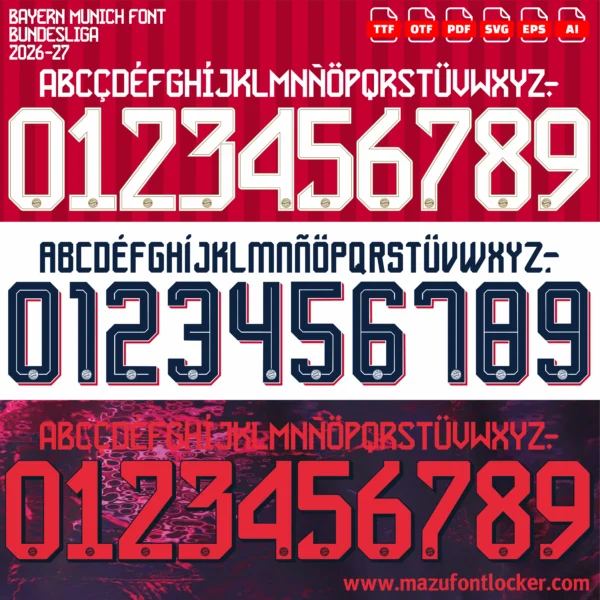 Bayern Munich 2026-2027 Font Vector – Epic Die Roten Bavarian Glory Masterpiece