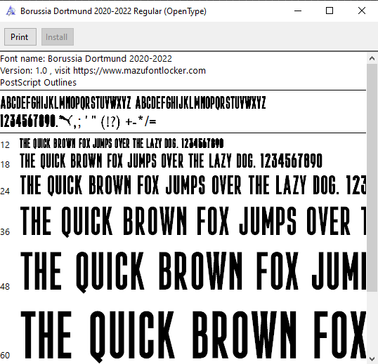 Borussia Dortmund 2020-2021 Font Vector – Legendary BVB Masterpiece