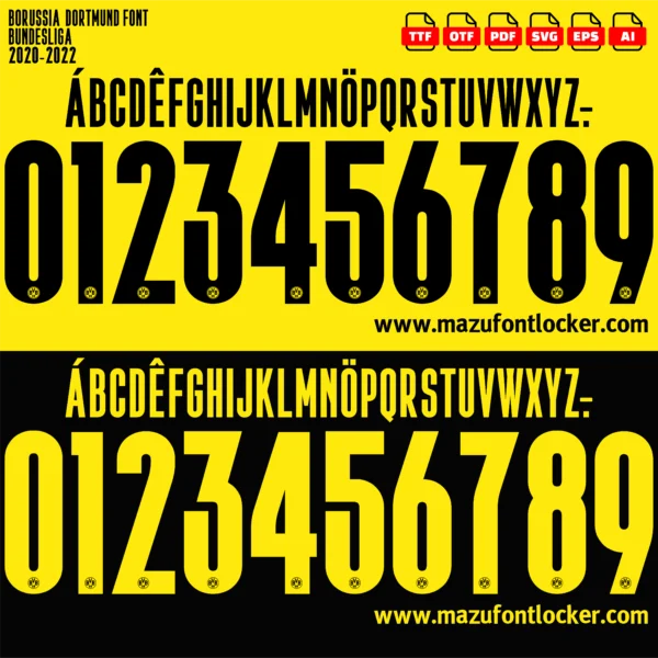 Borussia Dortmund 2020-2021 Font Vector – Legendary BVB Masterpiece