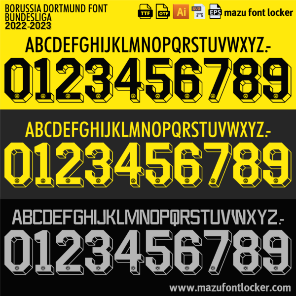 Borussia Dortmund 2022-2024 Font Vector – Epic Schwarzgelb Masterpiece