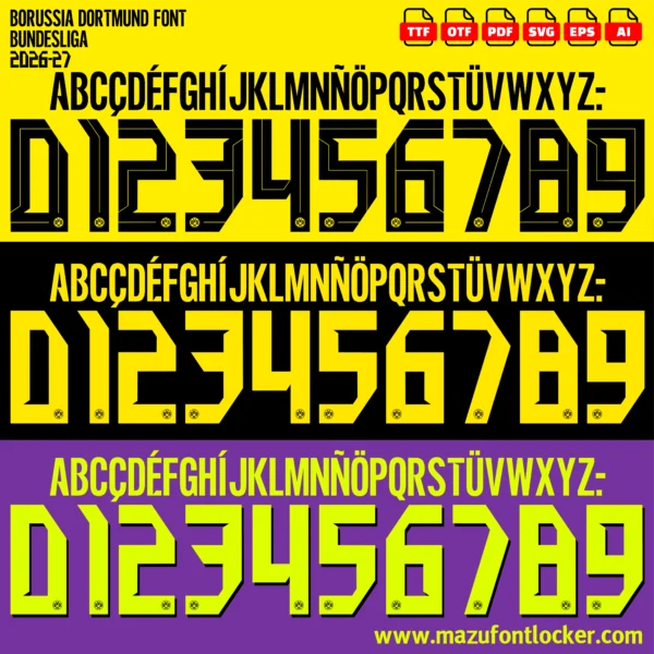 Borussia Dortmund 2026-2027 Font Vector – Stunning Schwarzgelben Masterpiece