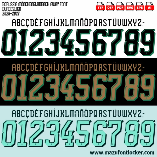 Borussia Monchengladbach 2026-2027 Font Vector – Epic Die Fohlen Masterpiece