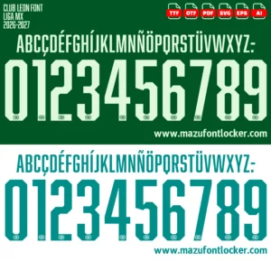 Club León 2026-2027 Font Vector – Stunning Esmeralda Masterpiece