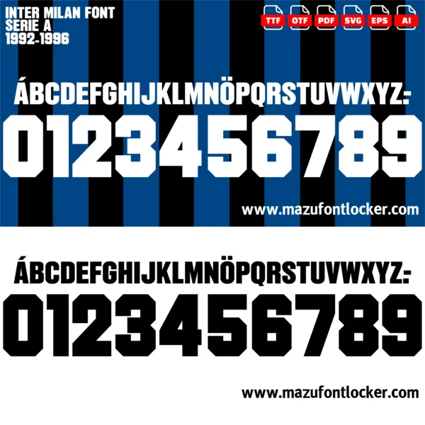 Inter Milan 1992-1996 Font Vector – Stunning Legendary Nerazzurri